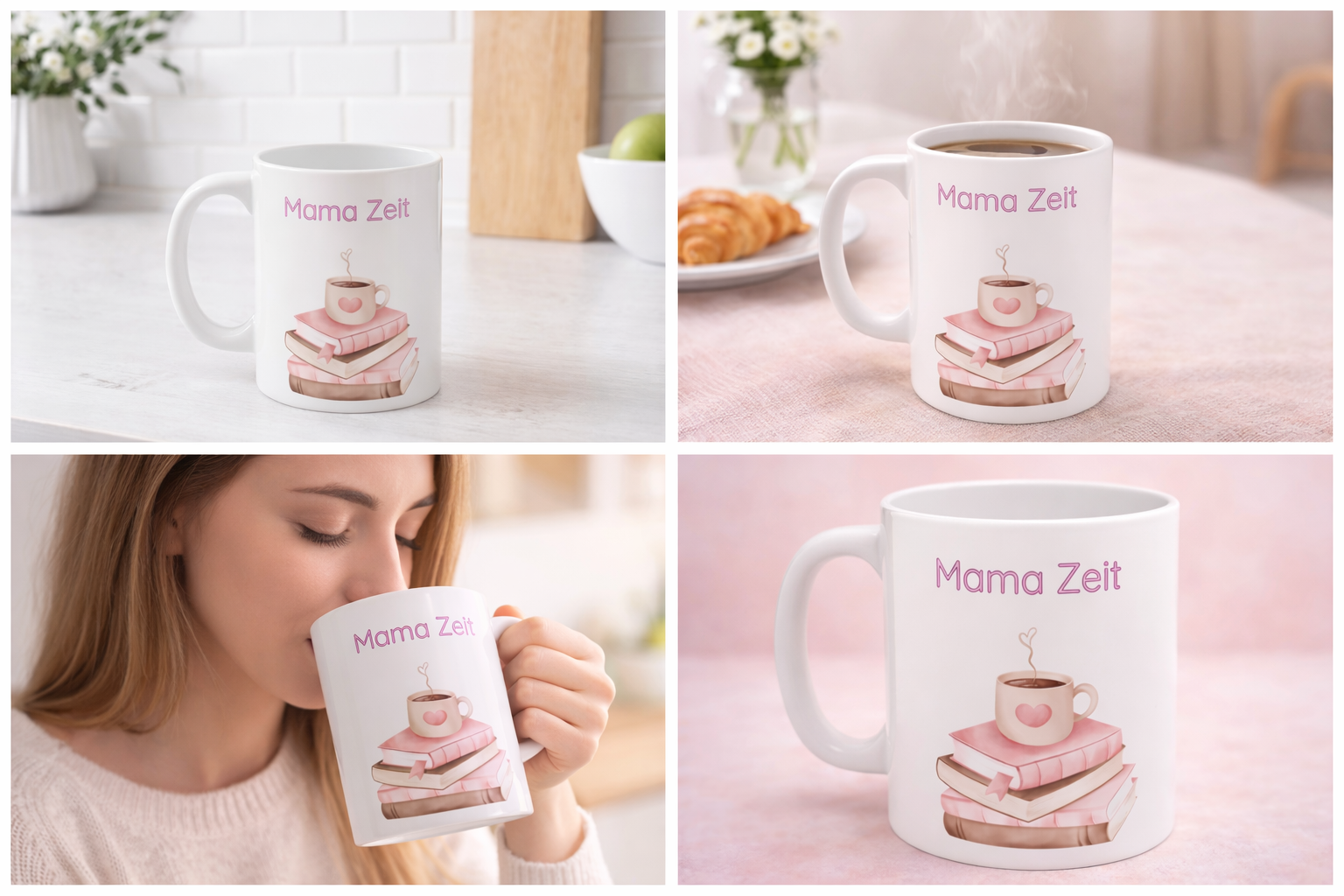 Mama Tasse „Mama Zeit“ – Liebevolle Keramiktasse mit Bücher Motiv – Geschenkidee für Mütter – 330 ml