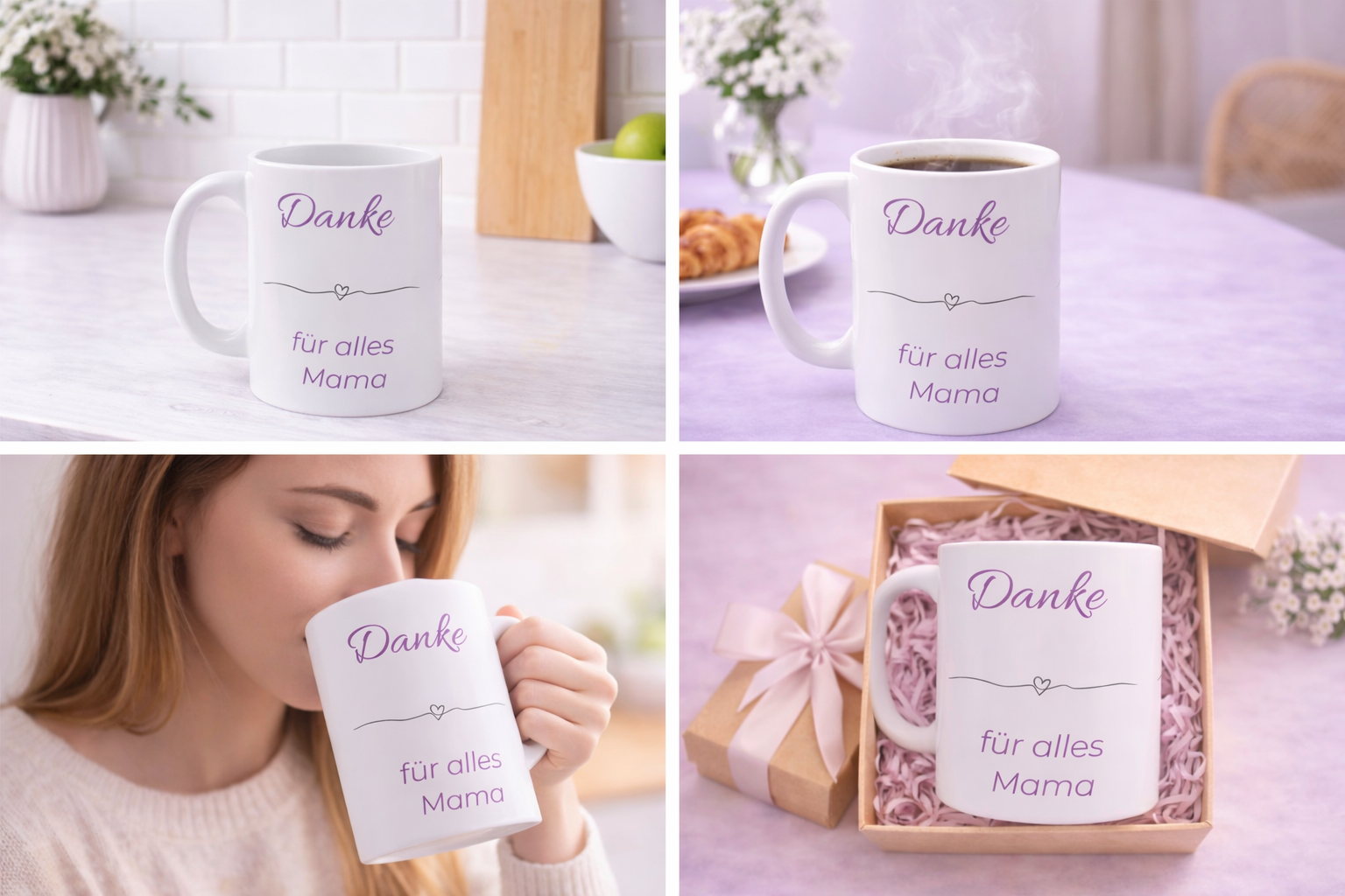 Mama Tasse „Danke für alles Mama“ – Liebevolle Geschenkidee zum Muttertag – 330 ml Keramiktasse