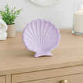 Flache Muschelschale in Lila-Weiß – Maritime Deko Einzelstück