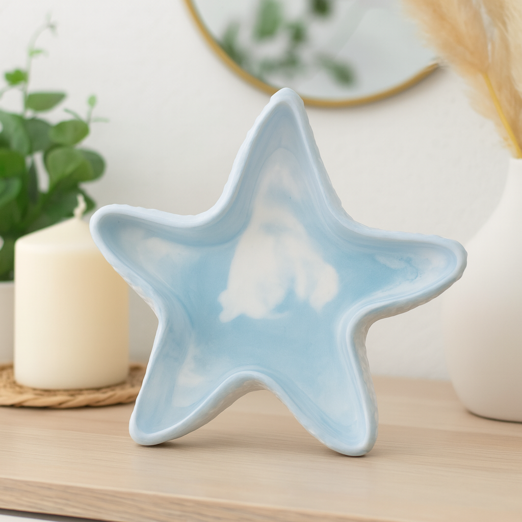 Seestern Schale Blau-Weiß – Maritime Keramik Deko Einzelstück