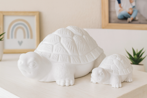 3D Schildkröten Set in Weiß & Farbwunsch – Liebevolle Deko im 2er Set