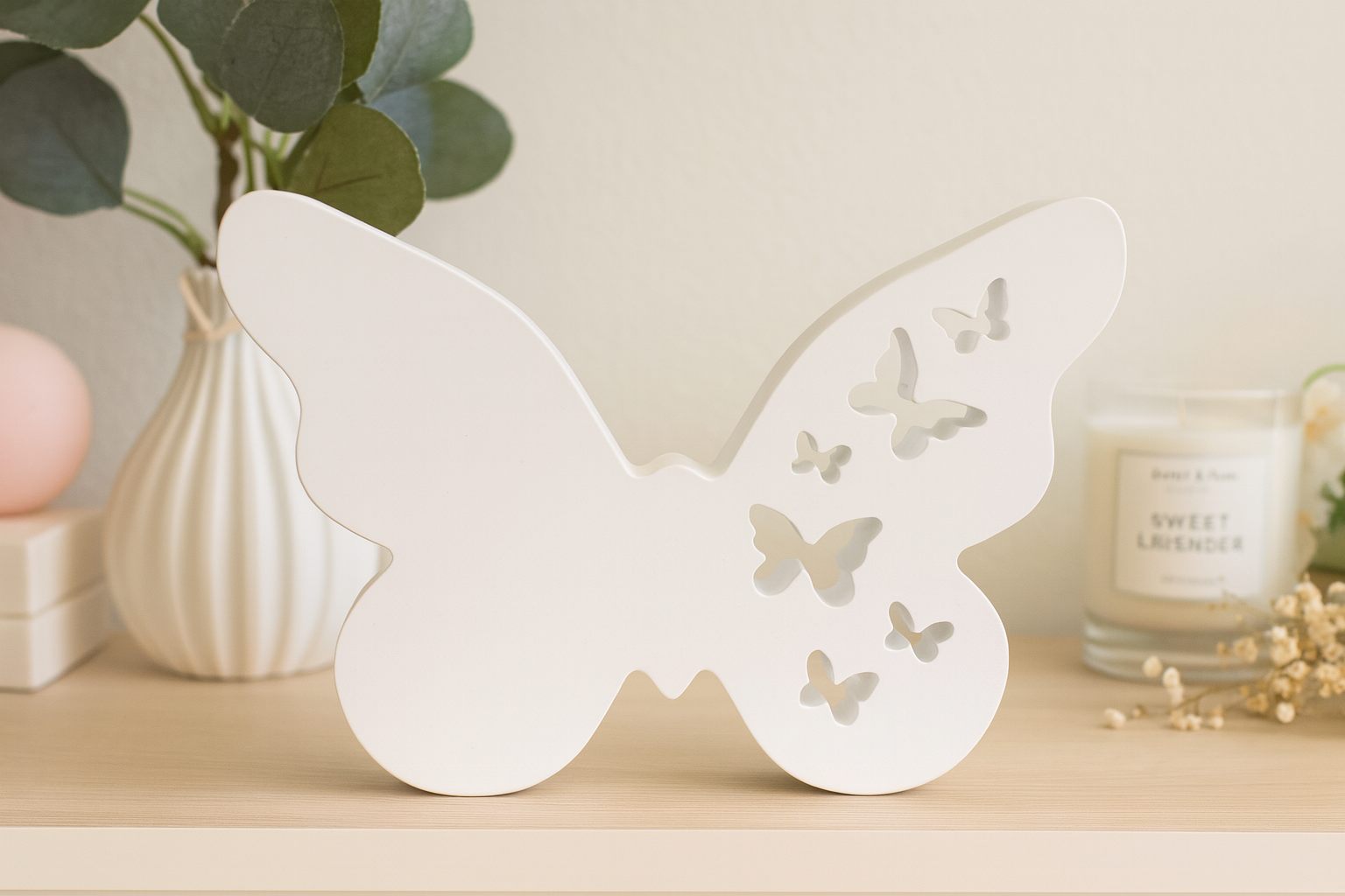 Schmetterling Keramik Deko handgefertigt weiß Farbwunsch Frühlingsdeko Geschenkidee Wohnaccessoire