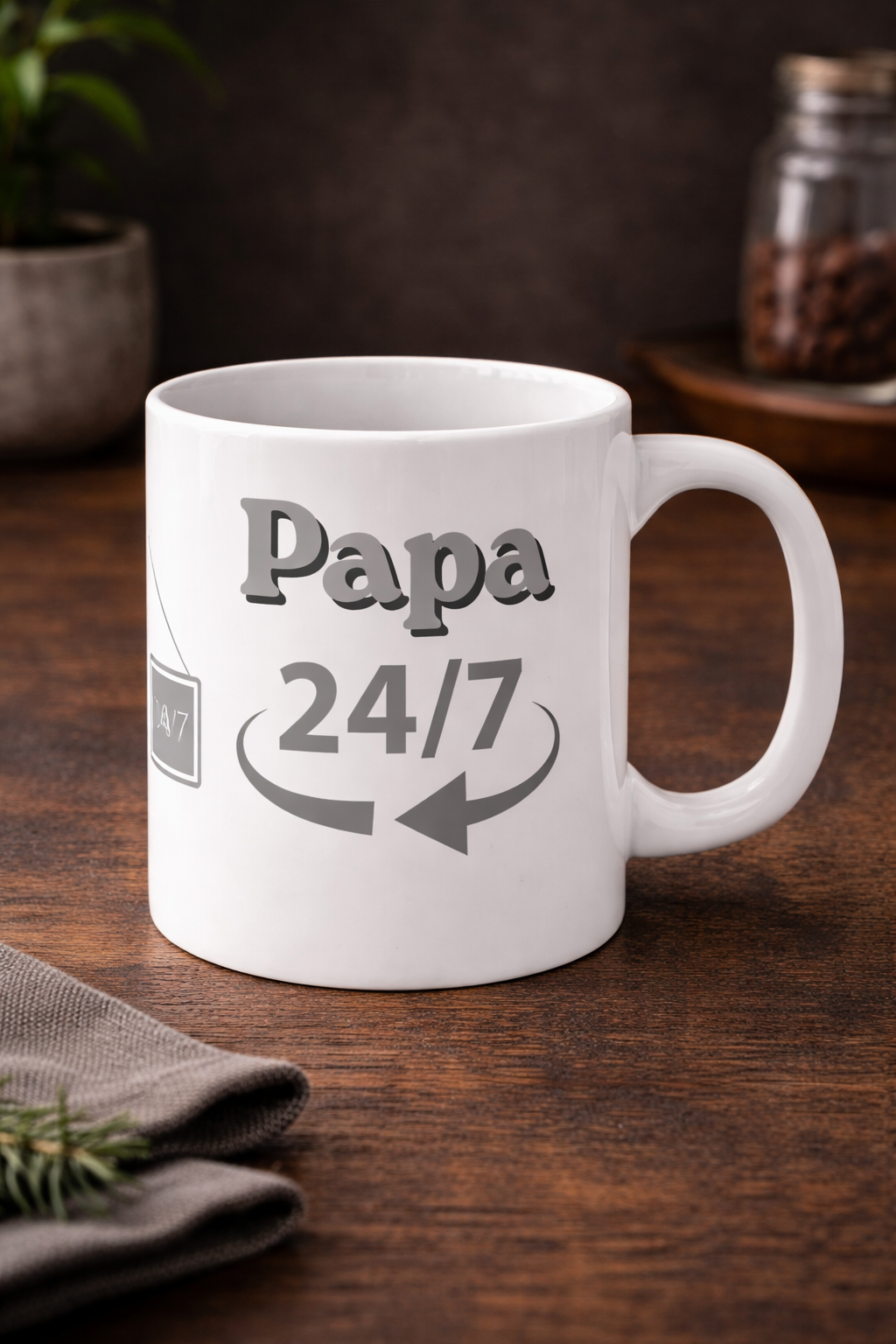 Papa 24/7 Tasse 330 ml – Geschenk für Papa – Lustige Kaffeetasse – Vatertag Geschenk Idee