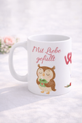 Tasse „Mit Liebe gefüllt“ – Geschenk Tasse – 330 ml Kaffeebecher