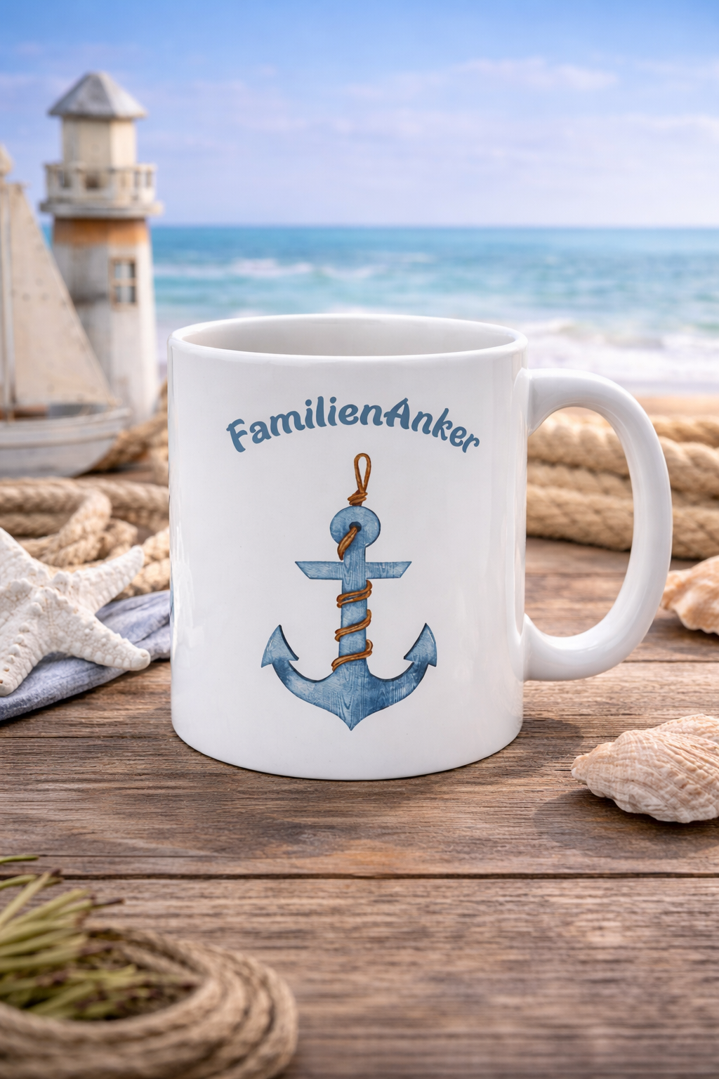FamilienAnker Tasse 330 ml – Geschenk für Papa – Maritimes Geschenk – Vatertag Geschenk Idee