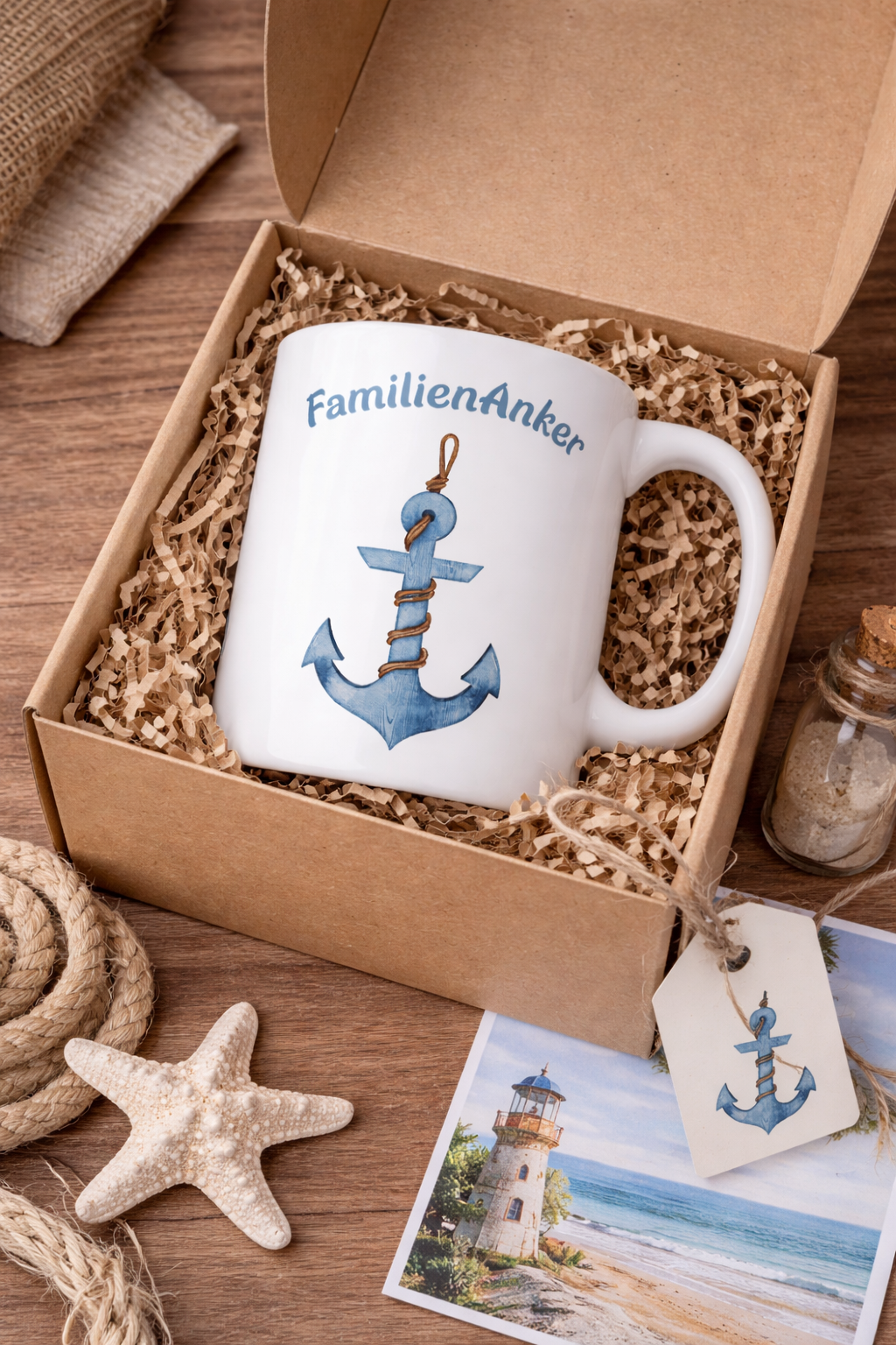 FamilienAnker Tasse 330 ml – Geschenk für Papa – Maritimes Geschenk – Vatertag Geschenk Idee