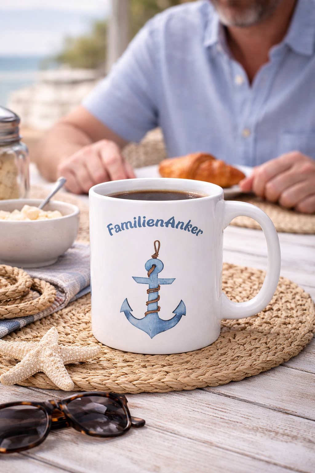 FamilienAnker Tasse 330 ml – Geschenk für Papa – Maritimes Geschenk – Vatertag Geschenk Idee