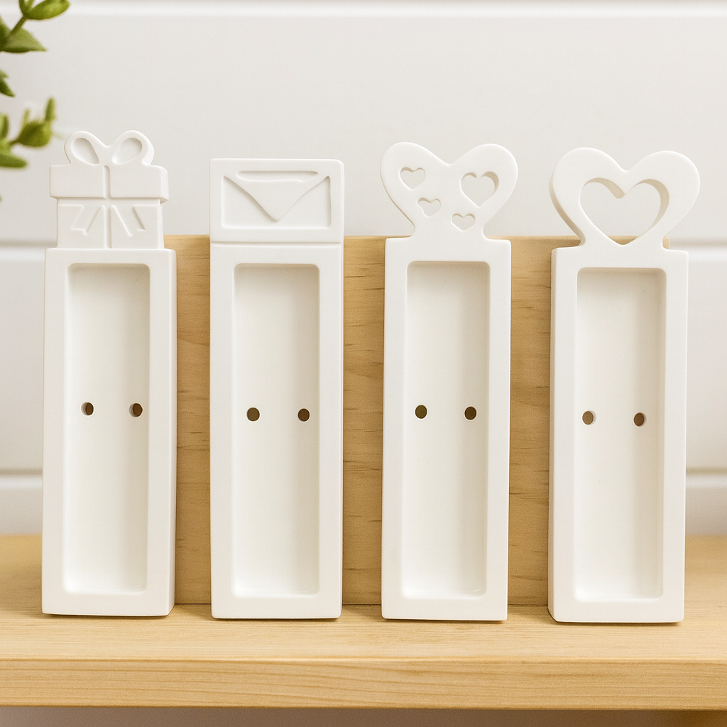 Wunscherfüller Set 4er Keramik Geschenk Geldgeschenk Gutscheinhalter handgefertigt weiß Farbwunsch Geschenkidee