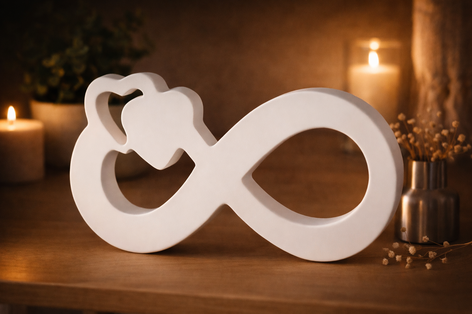 Unendlichkeitszeichen Keramik Deko handgefertigt weiß Farbwunsch Liebe Symbol Wohnaccessoire Geschenkidee
