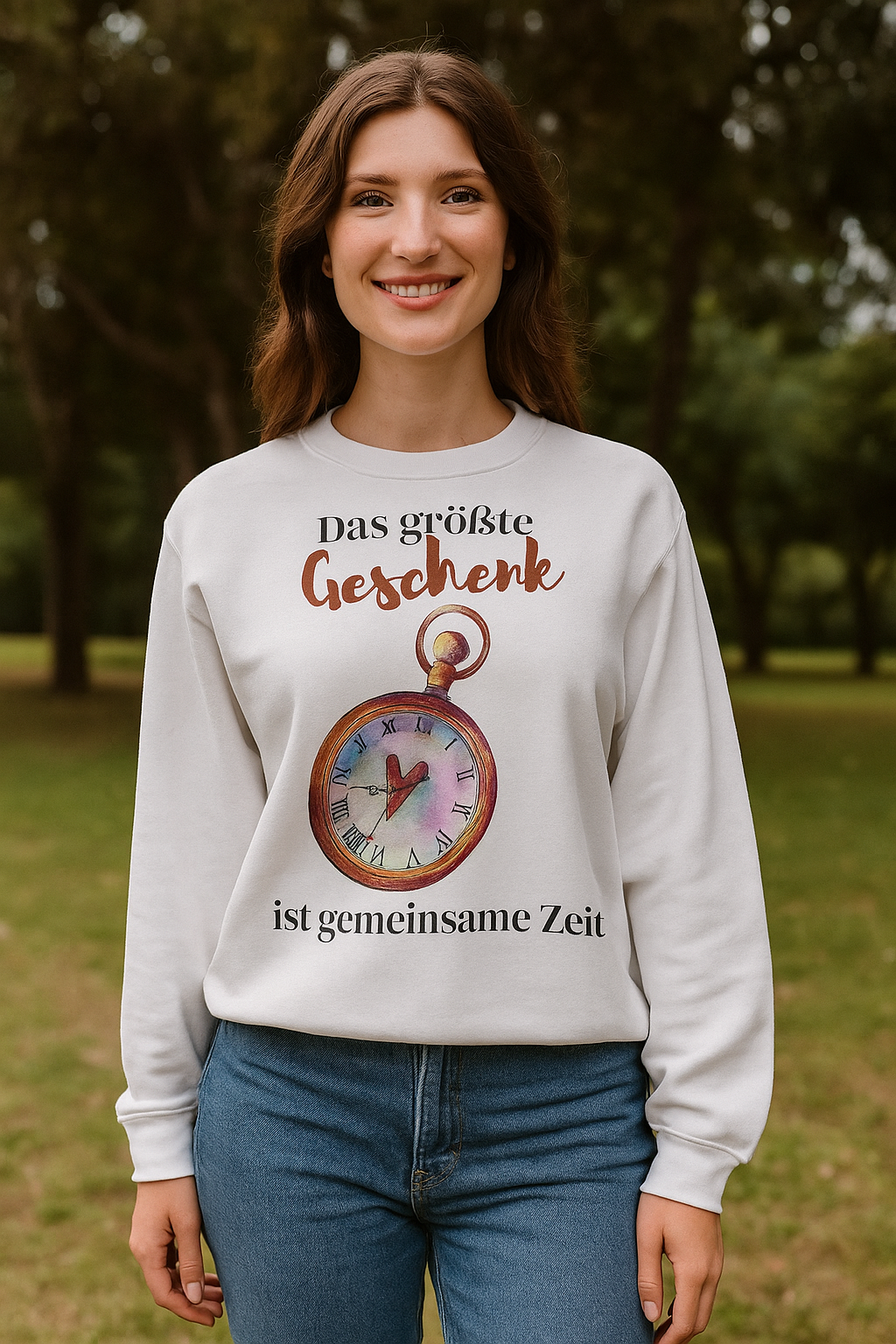 Das größte Geschenk ist gemeinsame Zeit Sweatshirt – Emotionaler Spruch Pullover – Geschenk für Familie Freunde – Liebe Zeit Geschenk
