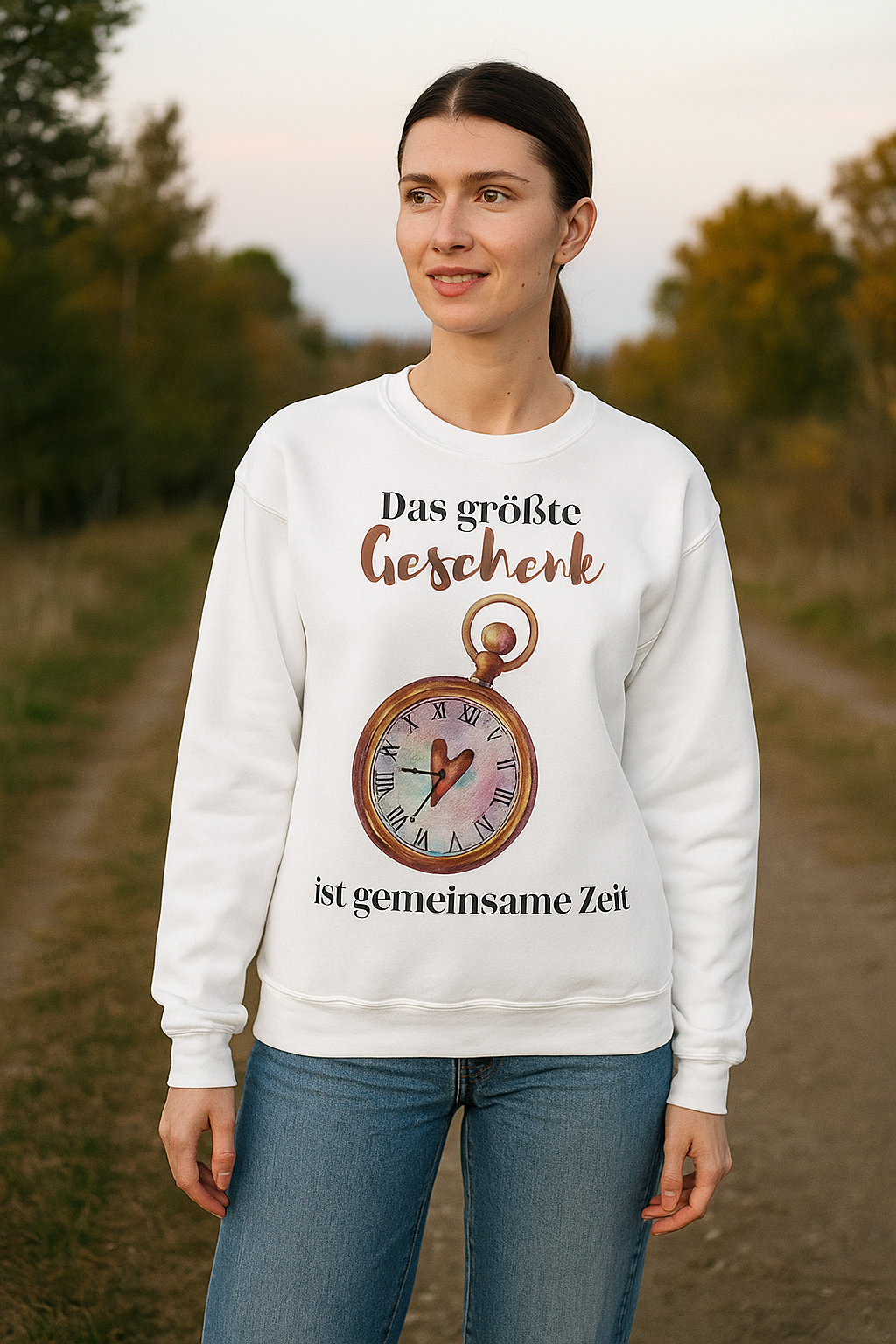 Das größte Geschenk ist gemeinsame Zeit Sweatshirt – Emotionaler Spruch Pullover – Geschenk für Familie Freunde – Liebe Zeit Geschenk