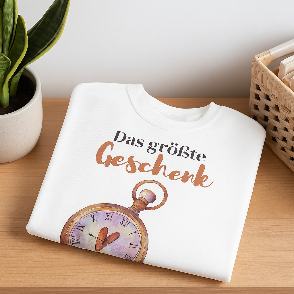 Das größte Geschenk ist gemeinsame Zeit Sweatshirt – Emotionaler Spruch Pullover – Geschenk für Familie Freunde – Liebe Zeit Geschenk