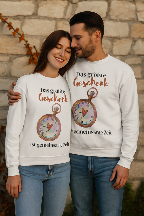 Das größte Geschenk ist gemeinsame Zeit Sweatshirt – Emotionaler Spruch Pullover – Geschenk für Familie Freunde – Liebe Zeit Geschenk