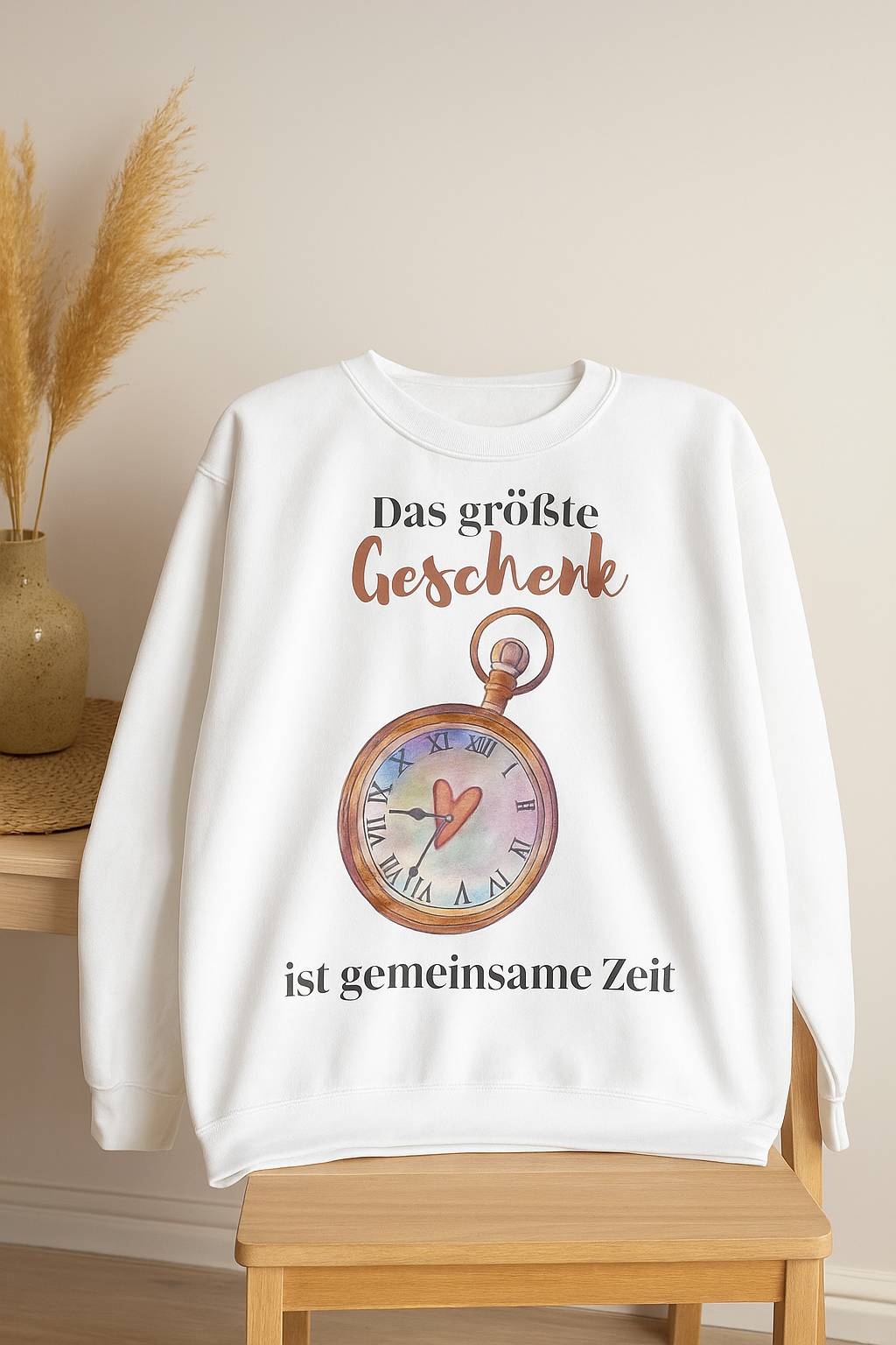 Das größte Geschenk ist gemeinsame Zeit Sweatshirt – Emotionaler Spruch Pullover – Geschenk für Familie Freunde – Liebe Zeit Geschenk