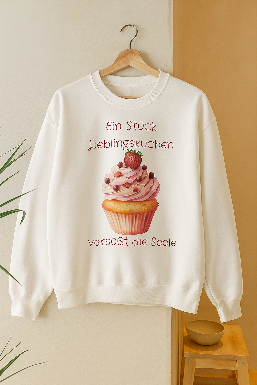 Ein Stück Lieblingskuchen versüßt die Seele Sweatshirt – Süßes Kuchen Sweatshirt – Cozy Backliebe Pullover