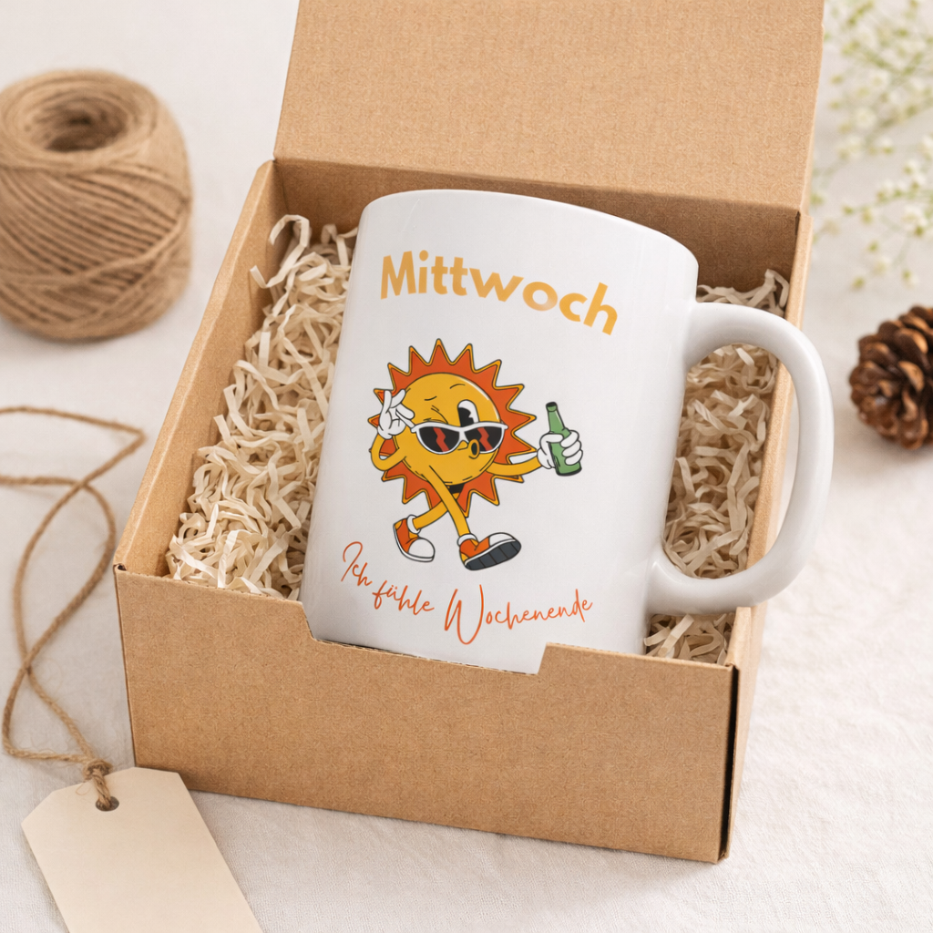 Mittwoch ich fühle Wochenende Tasse – Lustige Büro Tasse – Wochentag Tasse – Geschenk Kollegen – Kaffee Tasse Humor