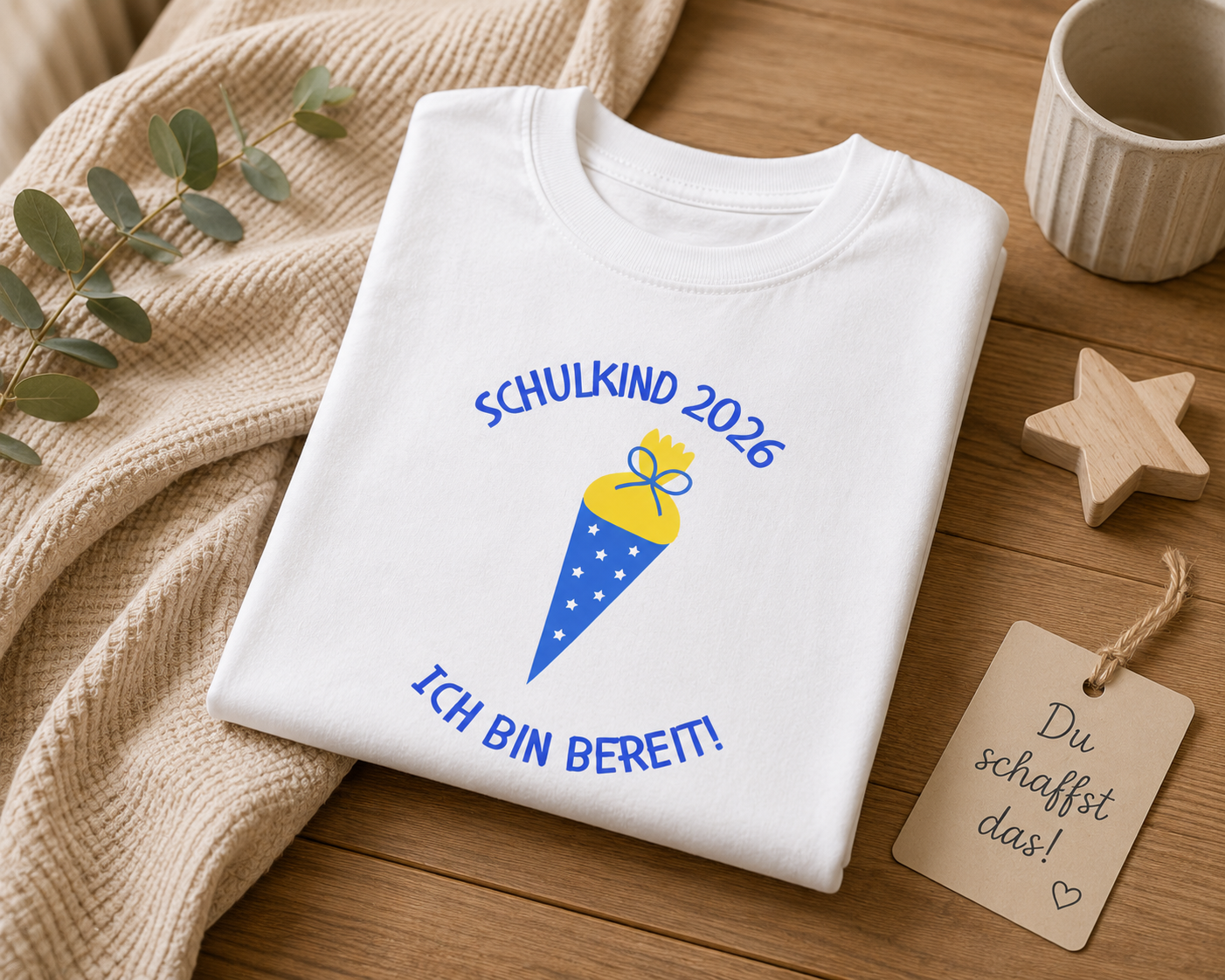 Schulkind 2026 Jungen T-Shirt – Ich bin bereit! | Einschulung Shirt mit Schultüte | Geschenk zum Schulstart