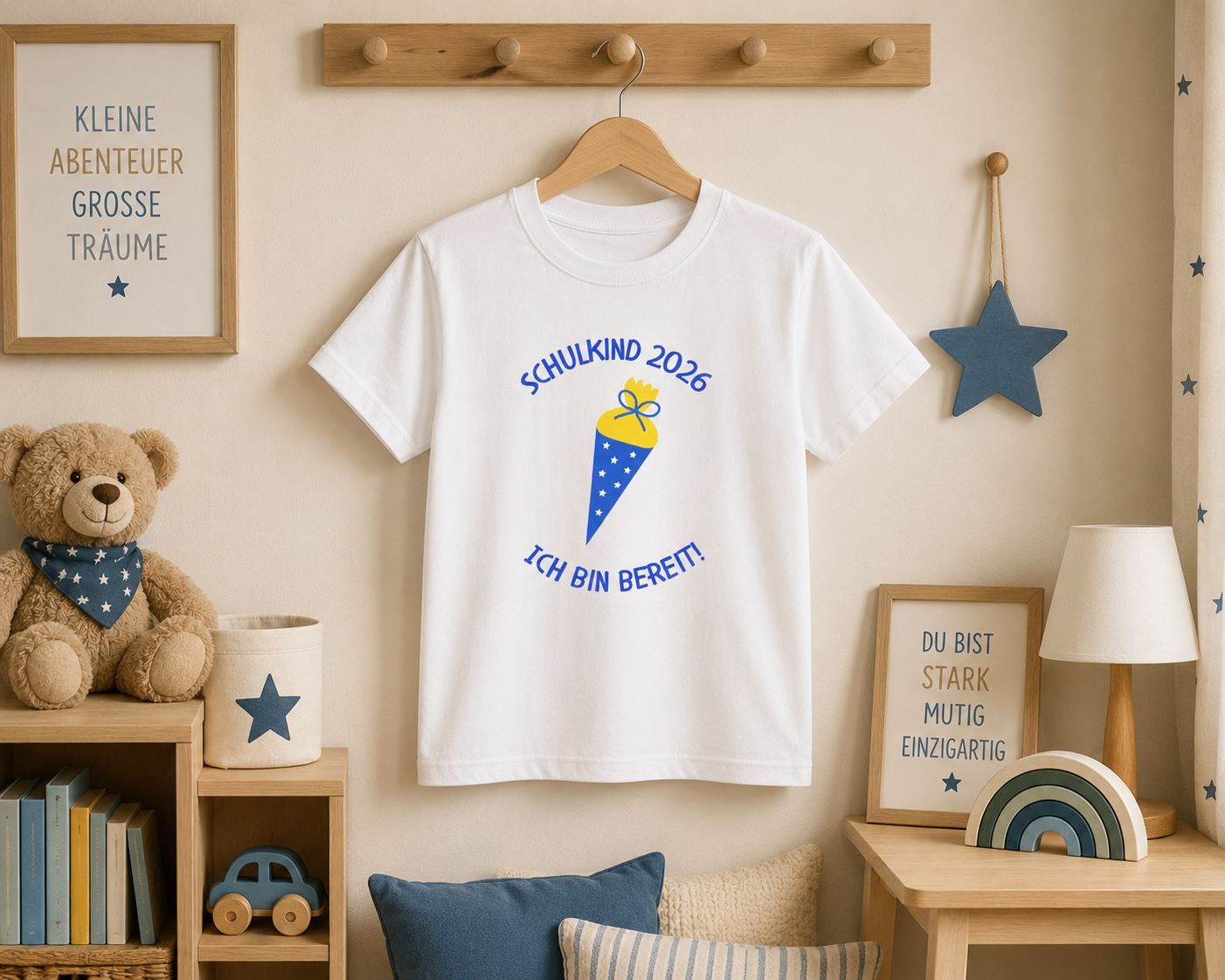 Schulkind 2026 Jungen T-Shirt – Ich bin bereit! | Einschulung Shirt mit Schultüte | Geschenk zum Schulstart