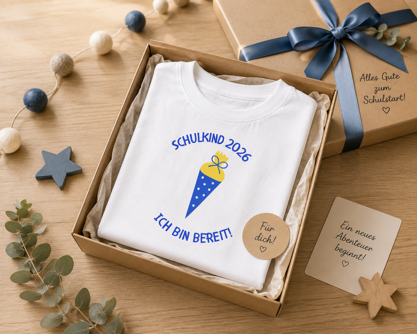 Schulkind 2026 Jungen T-Shirt – Ich bin bereit! | Einschulung Shirt mit Schultüte | Geschenk zum Schulstart