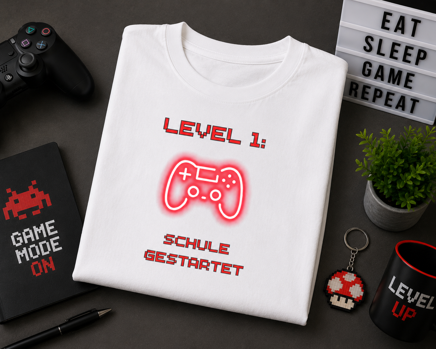 Level 1 Schule gestartet Kinder T-Shirt | Gamer Einschulung Jungen | Cooles Schulstart Shirt 2026