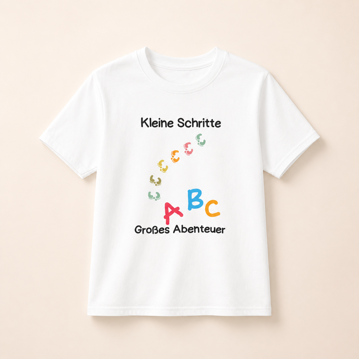 Kleine Schritte Großes Abenteuer Kinder T-Shirt | Einschulung Jungen & Mädchen | Schulstart Shirt ABC