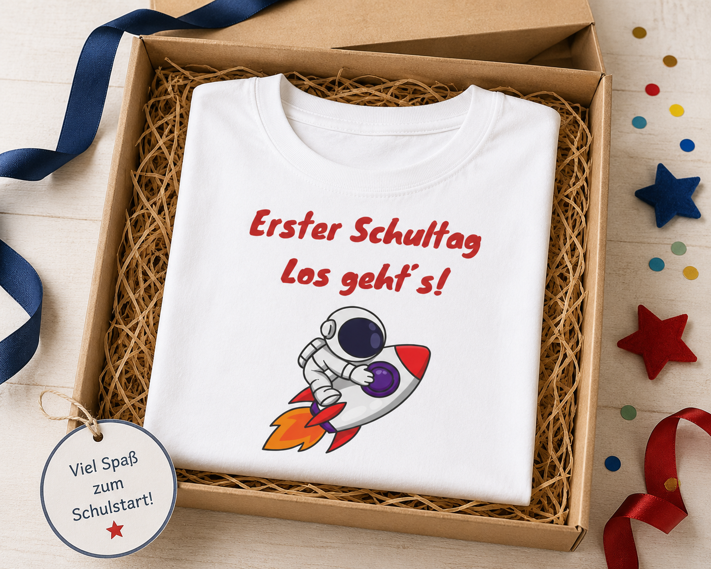 Erster Schultag Los geht’s Kinder T-Shirt | Einschulung Jungen | Cooles Schulstart Shirt mit Rakete