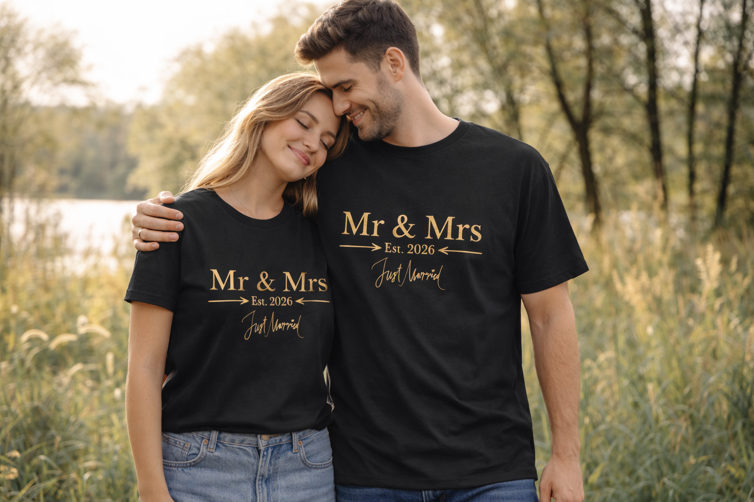 T-Shirt „Mr & Mrs Est. 2026“ – Just Married Shirt – Hochzeits Geschenk für Paare