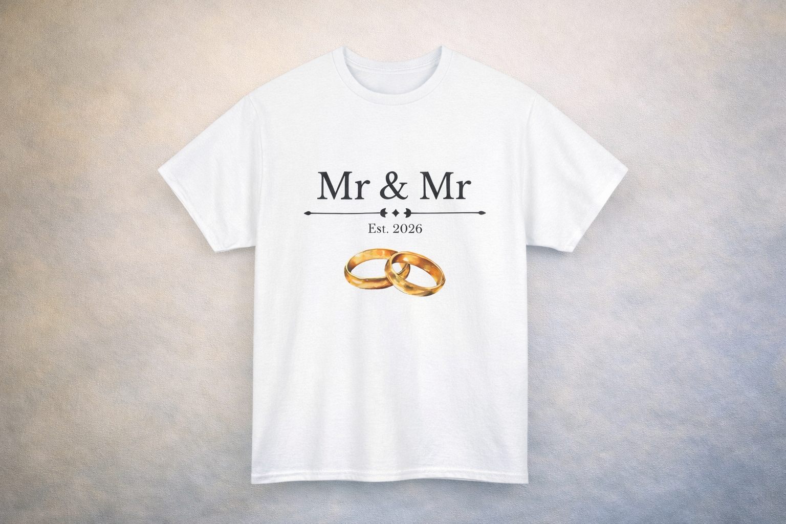 T-Shirt „Mr & Mr Est. 2026“ – Just Married Shirt – Hochzeits Geschenk für Männerpaar