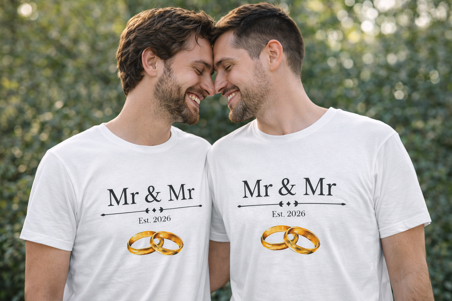 T-Shirt „Mr & Mr Est. 2026“ – Just Married Shirt – Hochzeits Geschenk für Männerpaar