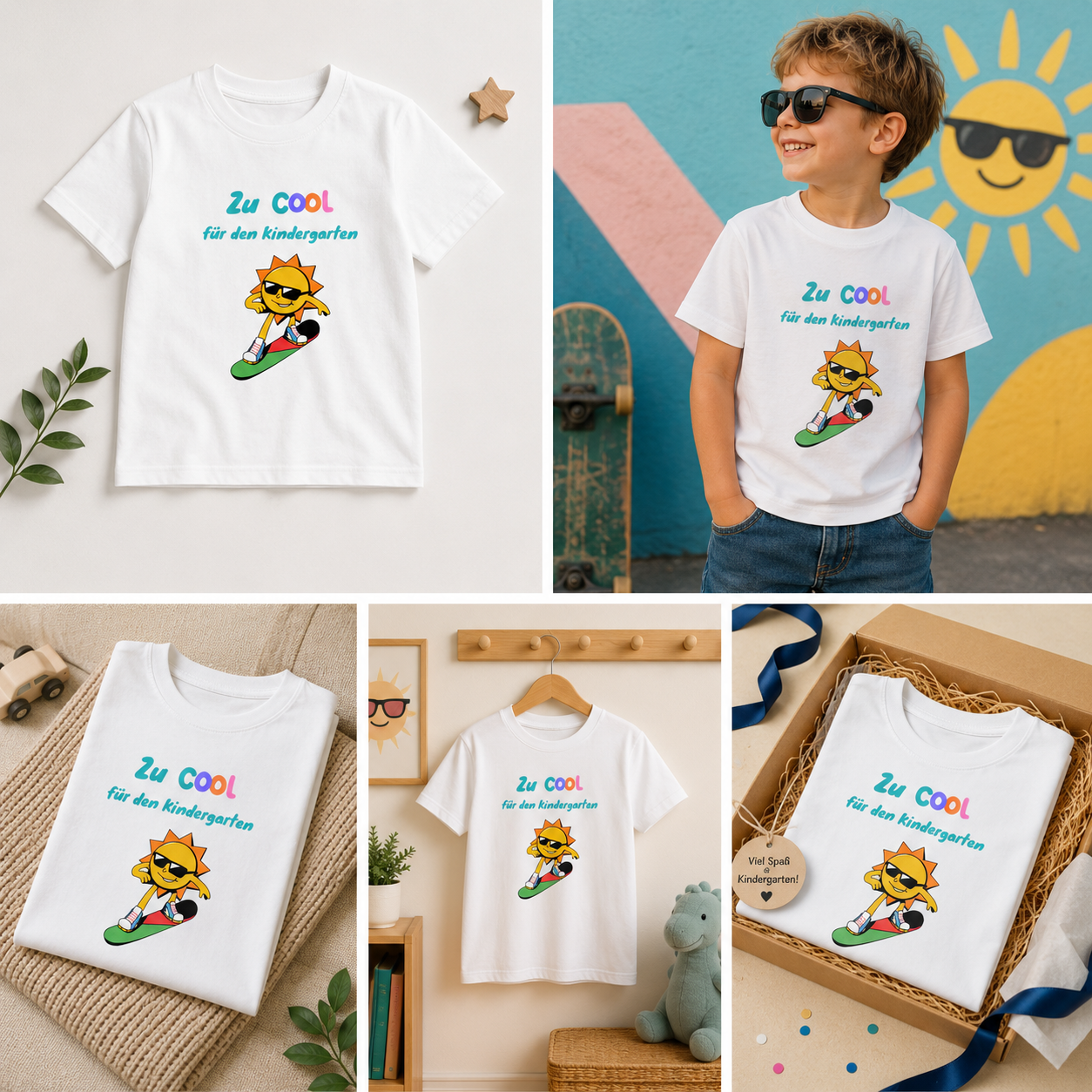 Zu cool für den Kindergarten Kinder T-Shirt | Einschulung Jungen | Lustiges Schulstart Shirt