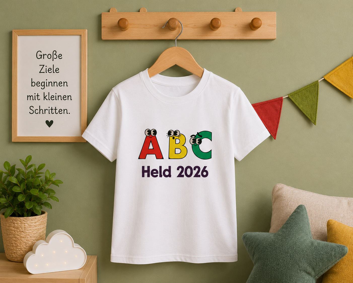 ABC Held 2026 Kinder T-Shirt | Einschulung Jungen & Mädchen | Süßes Schulstart Shirt mit ABC Motiv