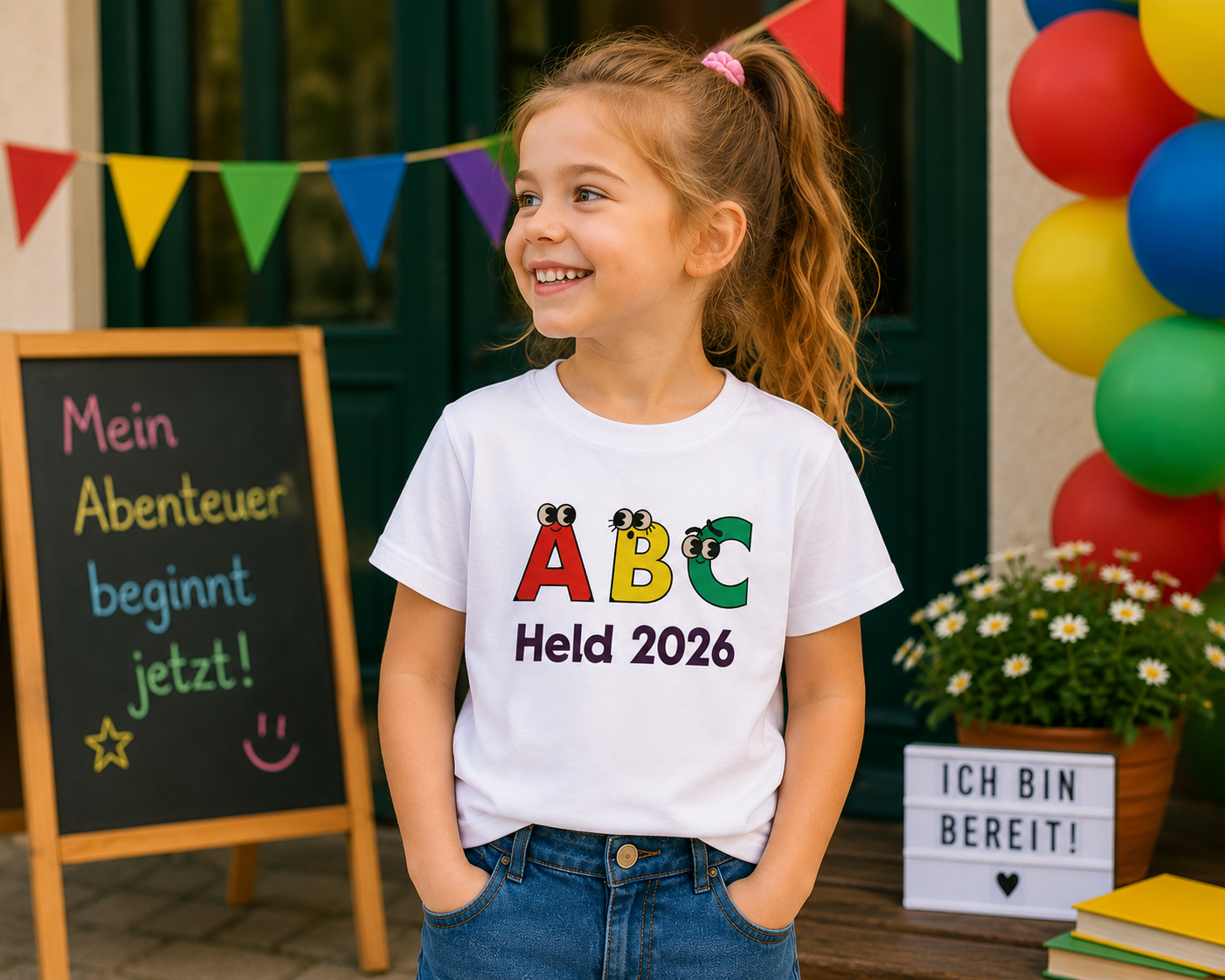 ABC Held 2026 Kinder T-Shirt | Einschulung Jungen & Mädchen | Süßes Schulstart Shirt mit ABC Motiv