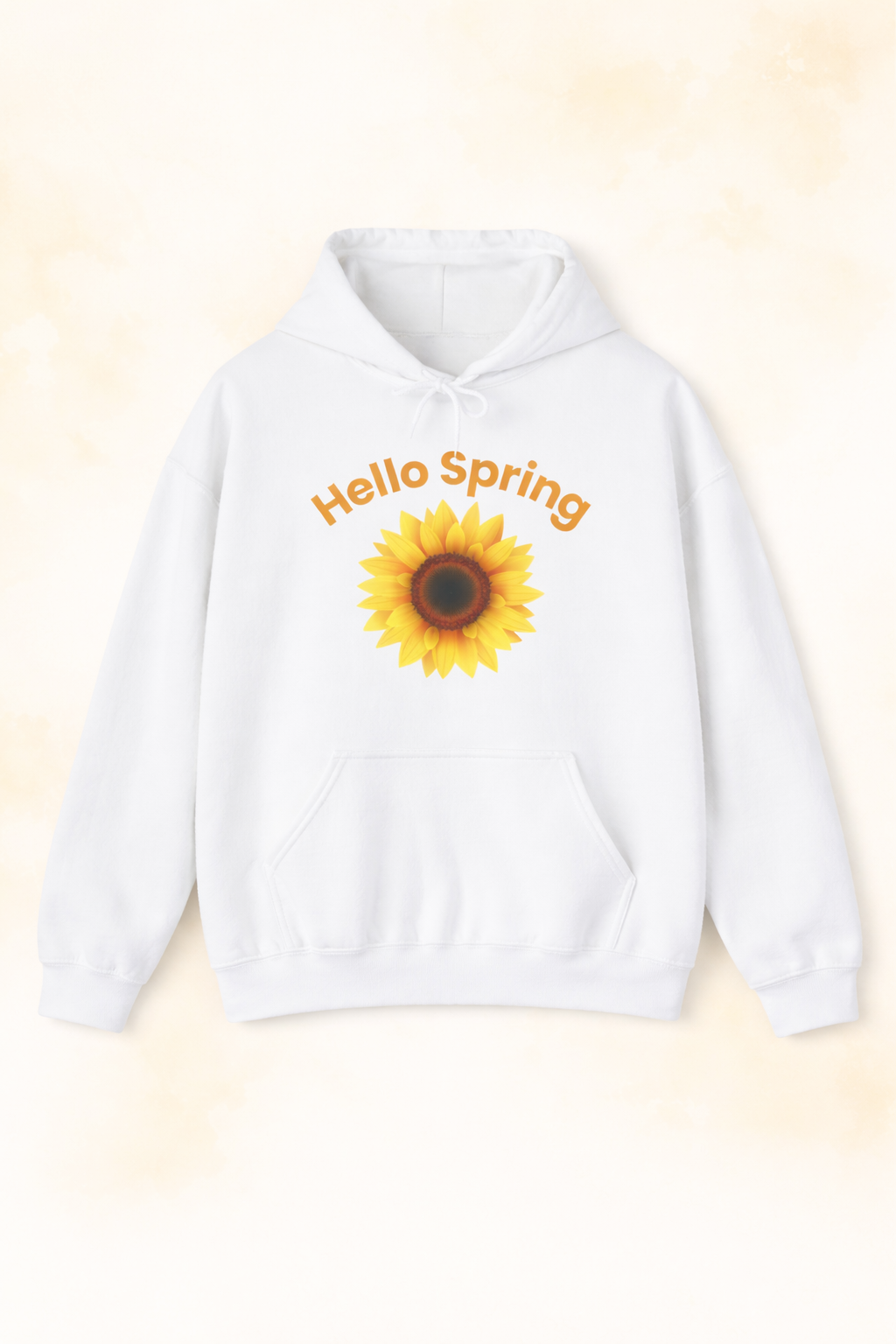 Hello Spring Hoodie mit Sonnenblume – Frühlings Hoodie Damen – Gemütlicher Blumen Hoodie