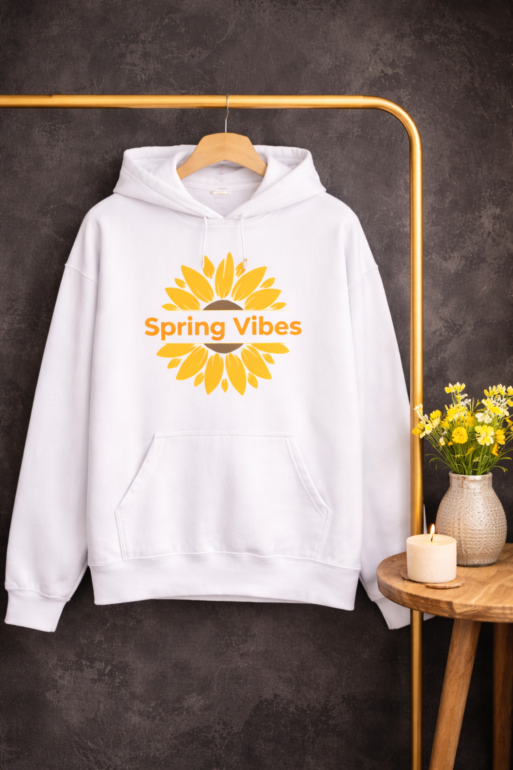 Spring Vibes Hoodie – Frühlings Hoodie Damen – Minimalistischer Blumen Hoodie