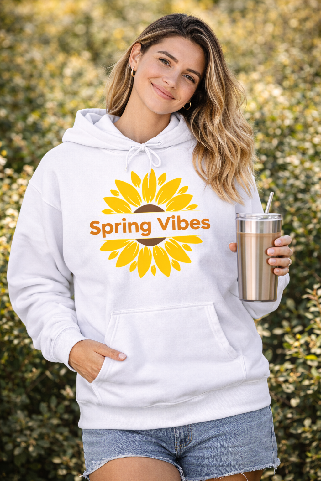 Spring Vibes Hoodie – Frühlings Hoodie Damen – Minimalistischer Blumen Hoodie