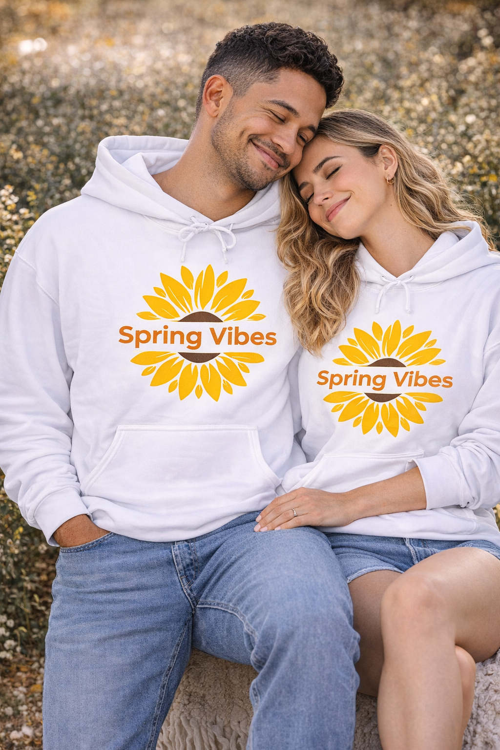 Spring Vibes Hoodie – Frühlings Hoodie Damen – Minimalistischer Blumen Hoodie