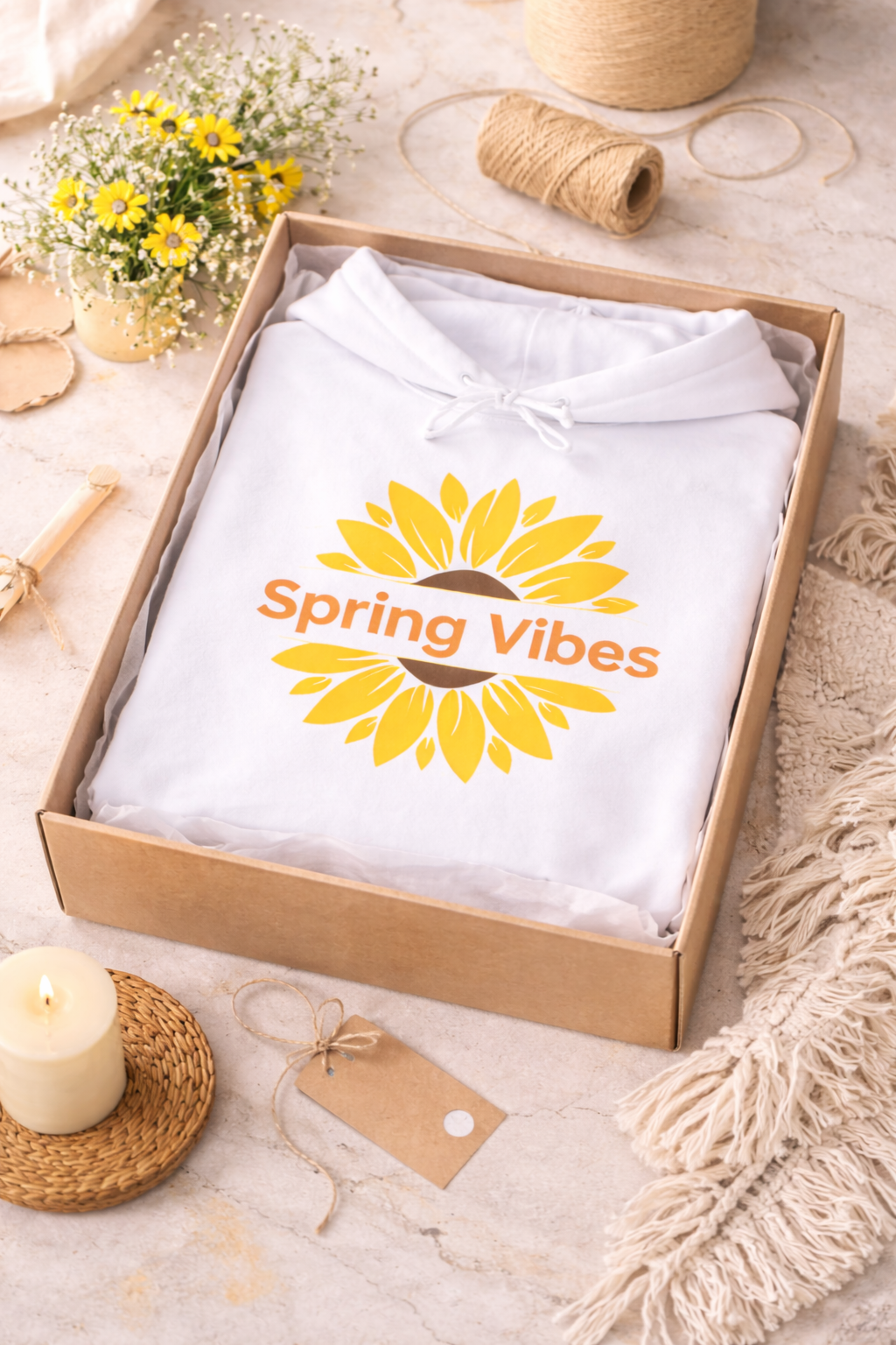 Spring Vibes Hoodie – Frühlings Hoodie Damen – Minimalistischer Blumen Hoodie