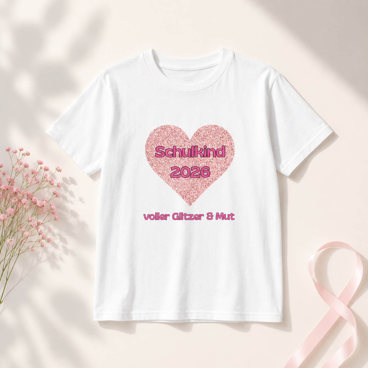 Schulkind 2026 voller Glitzer & Mut Kinder T-Shirt | Einschulung Mädchen | Süßes Schulstart Shirt