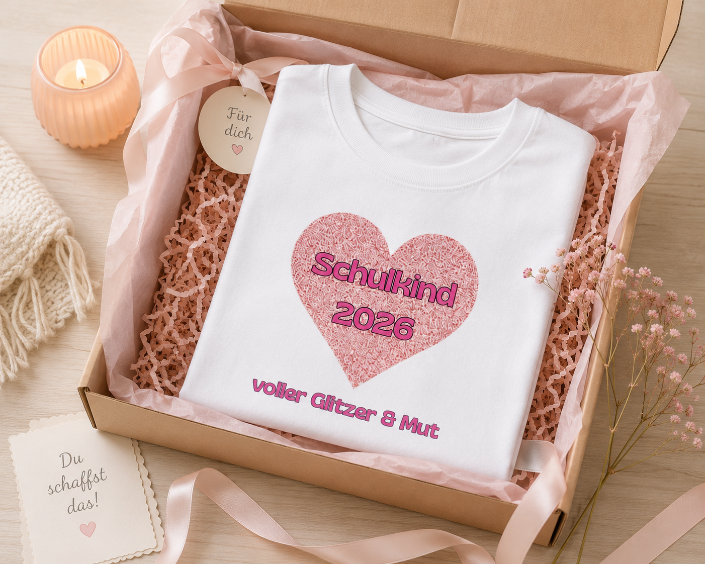 Schulkind 2026 voller Glitzer & Mut Kinder T-Shirt | Einschulung Mädchen | Süßes Schulstart Shirt