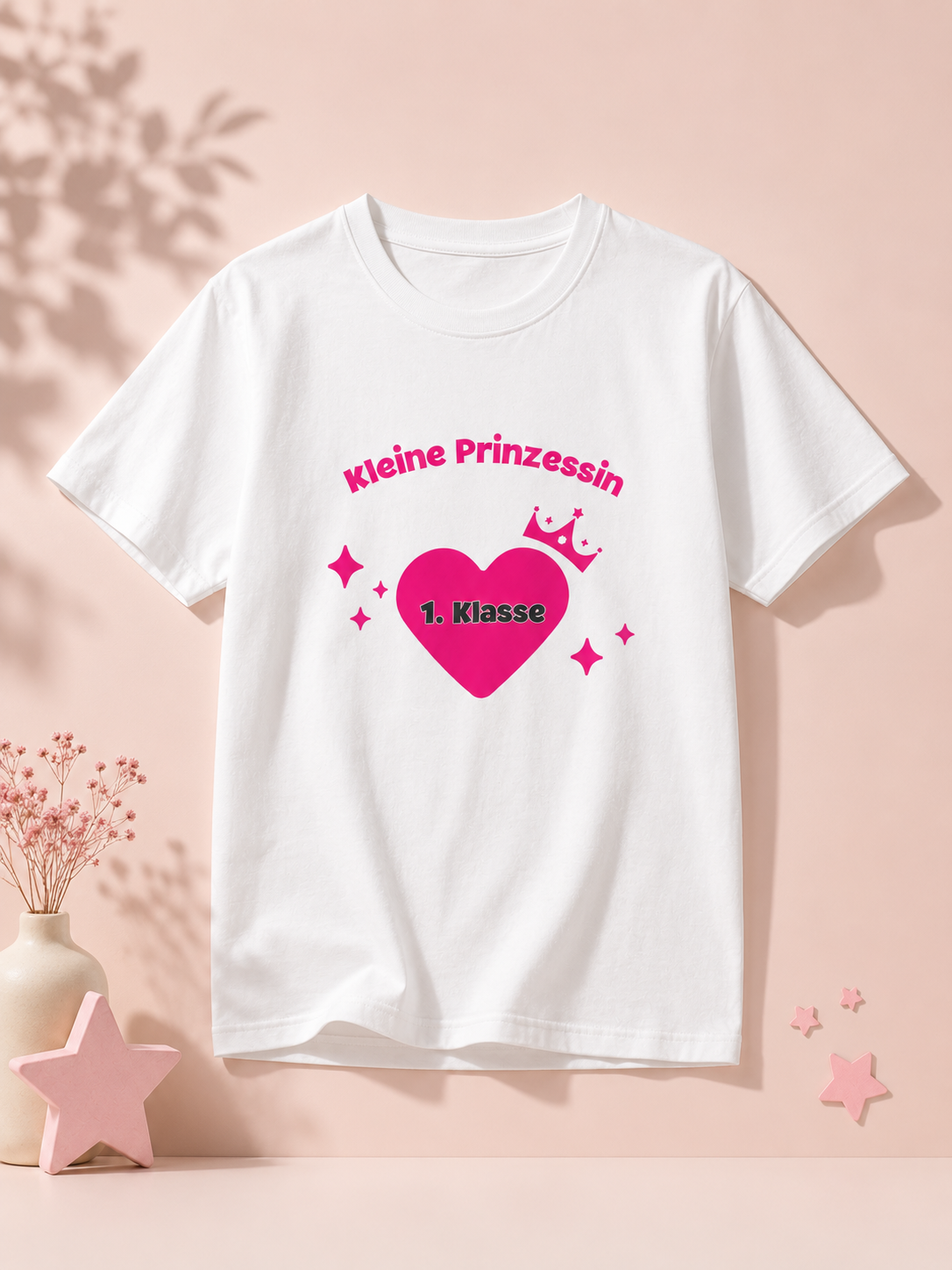 Kleine Prinzessin 1. Klasse Kinder T-Shirt | Einschulung Mädchen | Süßes Schulstart Shirt mit Herz