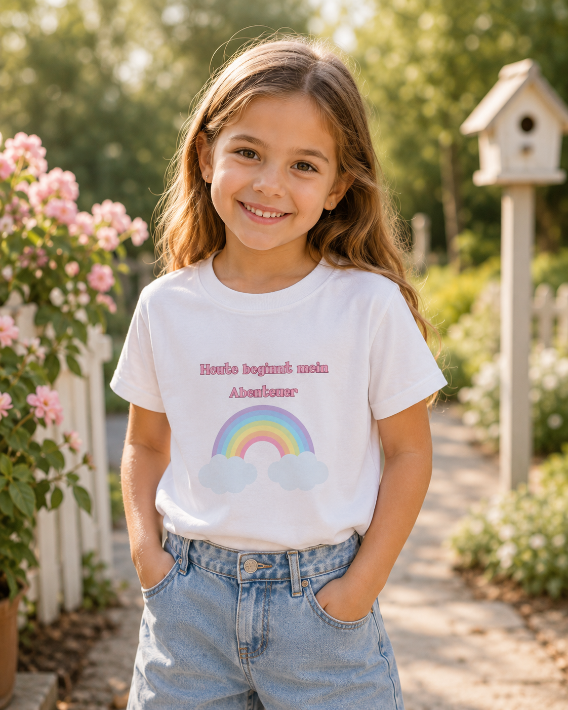 Heute beginnt mein Abenteuer Kinder T-Shirt | Einschulung Jungen & Mädchen | Süßes Schulstart Shirt mit Regenbogen