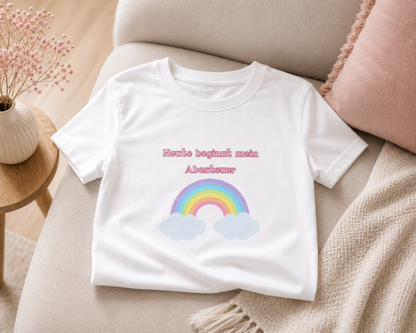 Heute beginnt mein Abenteuer Kinder T-Shirt | Einschulung Jungen & Mädchen | Süßes Schulstart Shirt mit Regenbogen
