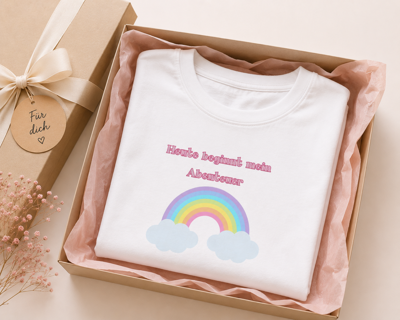 Heute beginnt mein Abenteuer Kinder T-Shirt | Einschulung Jungen & Mädchen | Süßes Schulstart Shirt mit Regenbogen