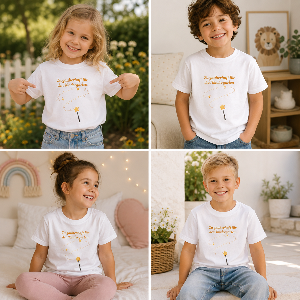 Zu zauberhaft für den Kindergarten Kinder T-Shirt | Einschulung Jungen & Mädchen | Magisches Schulstart Shirt