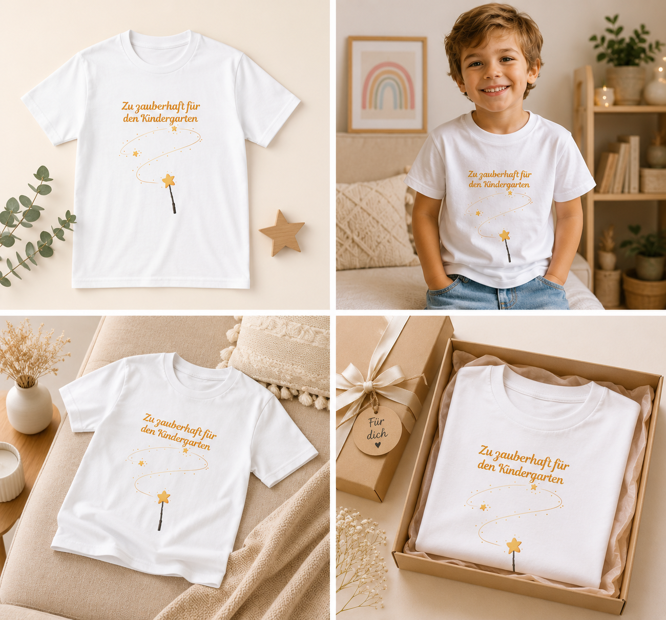 Zu zauberhaft für den Kindergarten Kinder T-Shirt | Einschulung Jungen & Mädchen | Magisches Schulstart Shirt