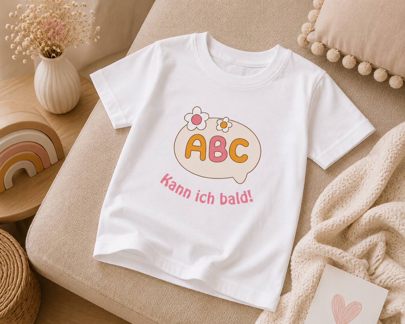 ABC kann ich bald Kinder T-Shirt | Einschulung Mädchen | Süßes Schulstart Shirt mit ABC Motiv