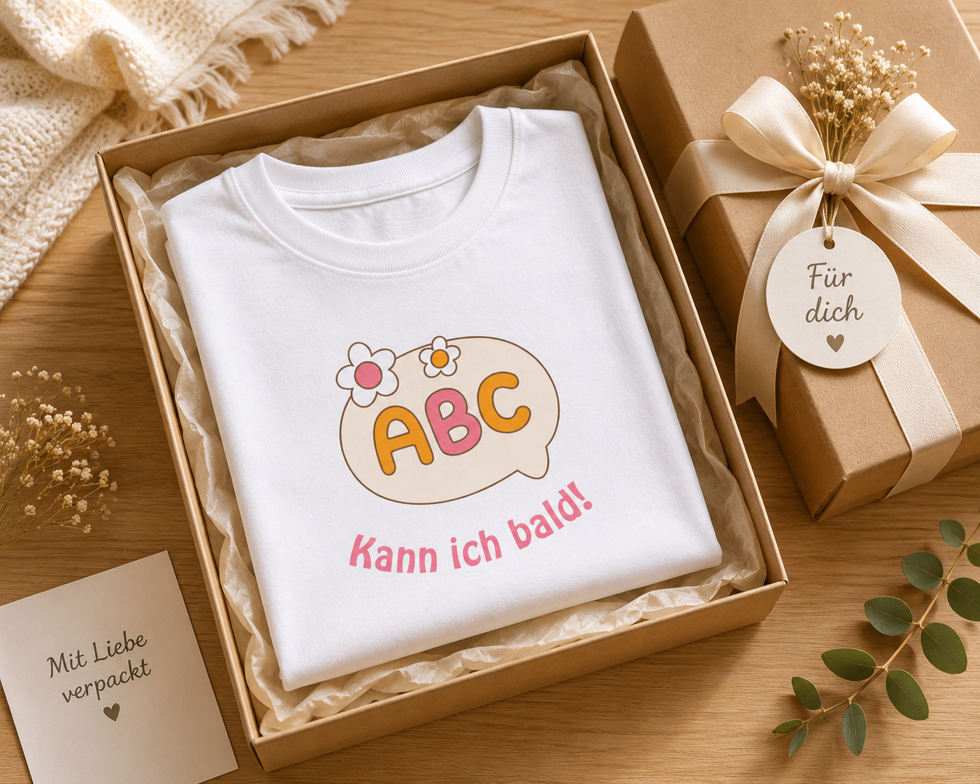 ABC kann ich bald Kinder T-Shirt | Einschulung Mädchen | Süßes Schulstart Shirt mit ABC Motiv