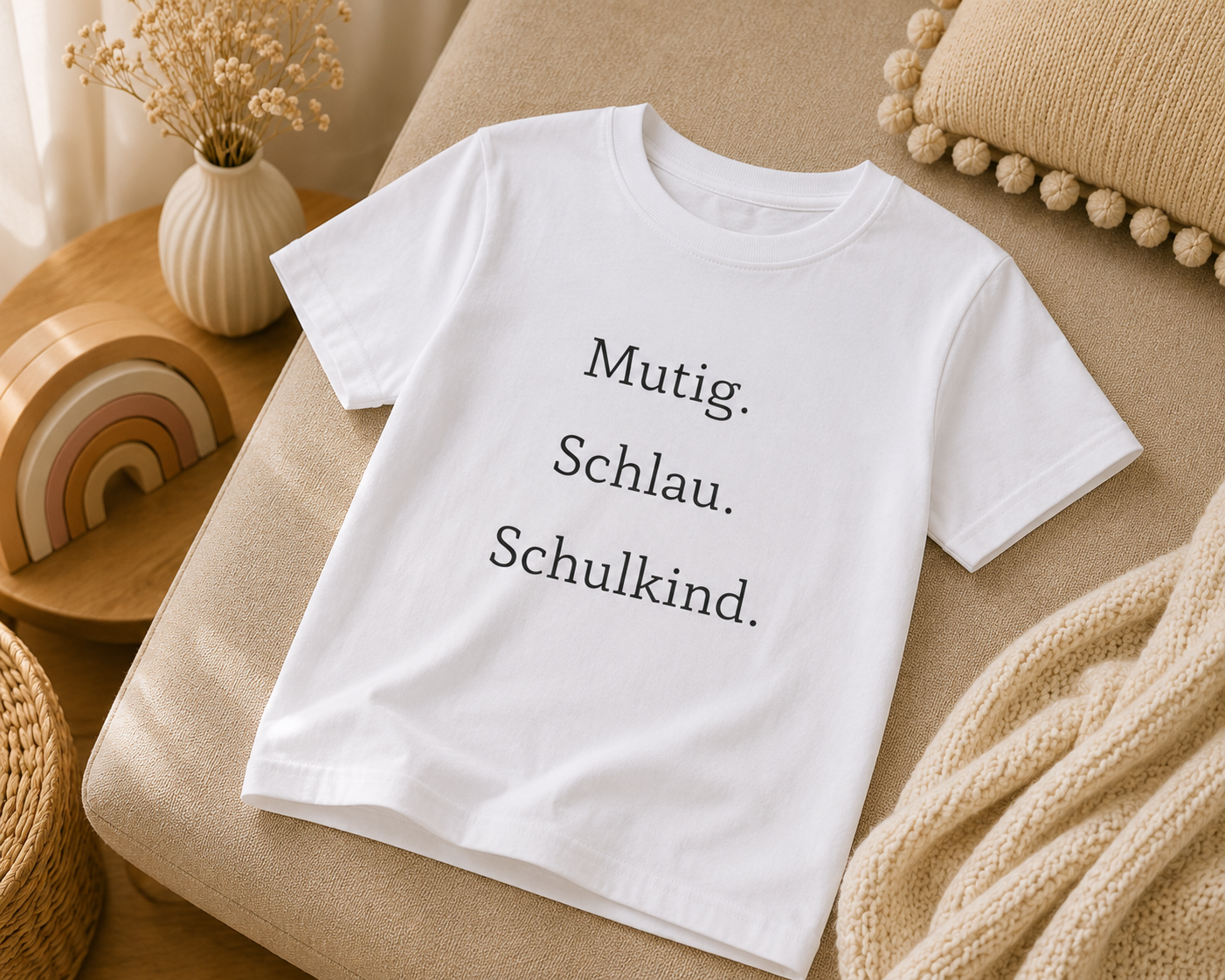 Mutig. Schlau. Schulkind. Kinder T-Shirt | Einschulung Jungen & Mädchen | Modernes Schulstart Shirt
