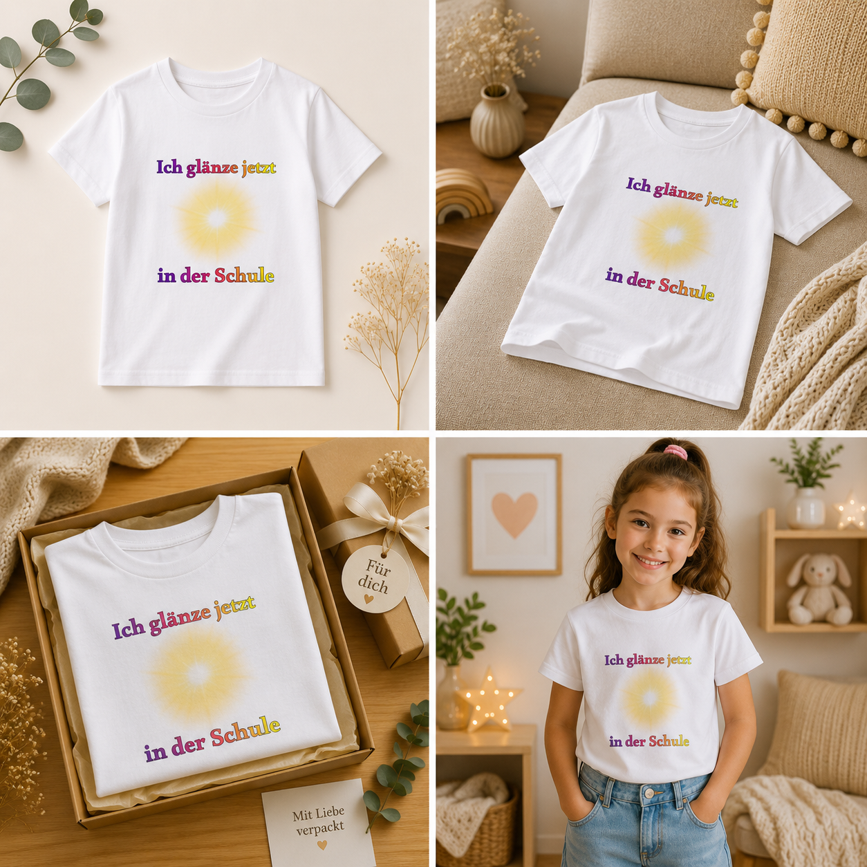 Ich glänze jetzt in der Schule Kinder T-Shirt | Einschulung Mädchen | Süßes Schulstart Shirt
