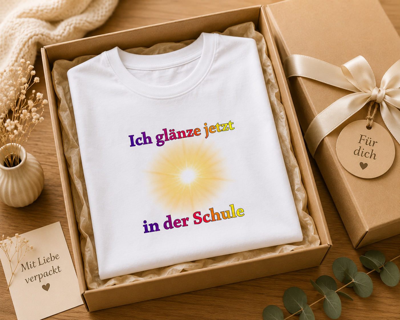 Ich glänze jetzt in der Schule Kinder T-Shirt | Einschulung Mädchen | Süßes Schulstart Shirt